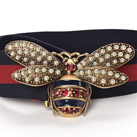 gucci sylvie web belt with bee|GUCCI BEE BELT On Sale .